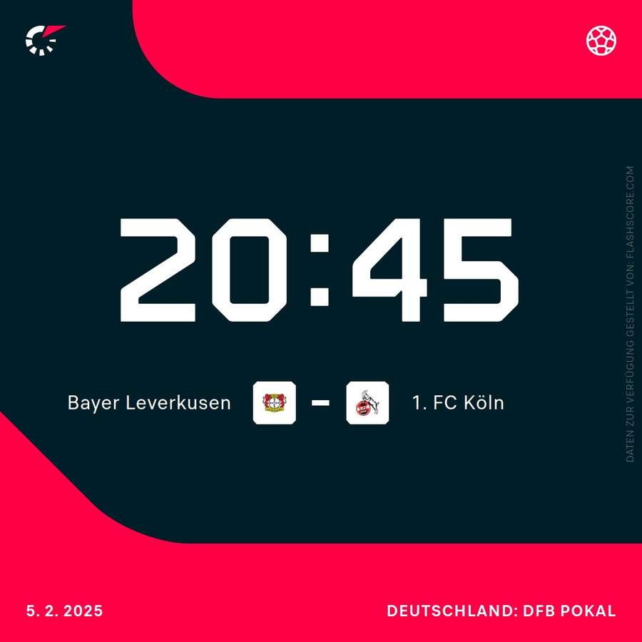 Leverkusen vs. Köln: Ab 20:45 Uhr