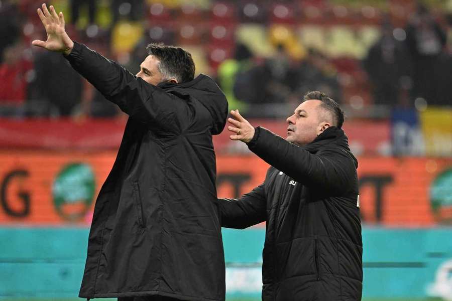 Florentin Petre, alături de Claudiu Niculescu, după duelul Dinamo - Unirea Slobozia