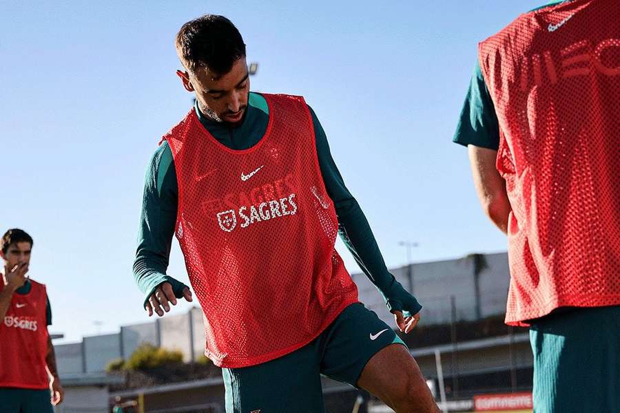 Bruno Fernandes lors d'un entraînement du Portugal