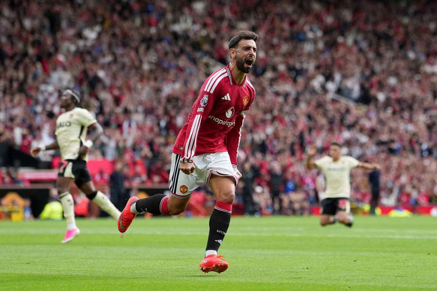 Manchester United's Bruno Fernandes celebrates Manchester United's Bruno Fernandes celebrates
