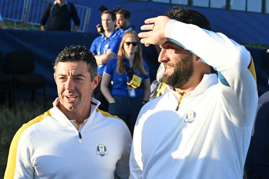 Rory McIlroy (L) and Jon Rahm (R) will be expected to lead from the front for Europe this weekend