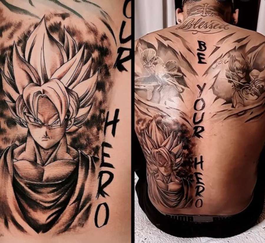 Neymar tatuou Goku, personagem icônico do Dragon Ball Z, nas costas