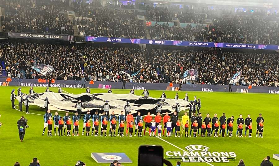 Man City and Club Brugge players ahead of kickoff