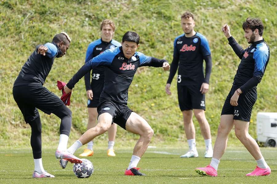 Napoli players during practice