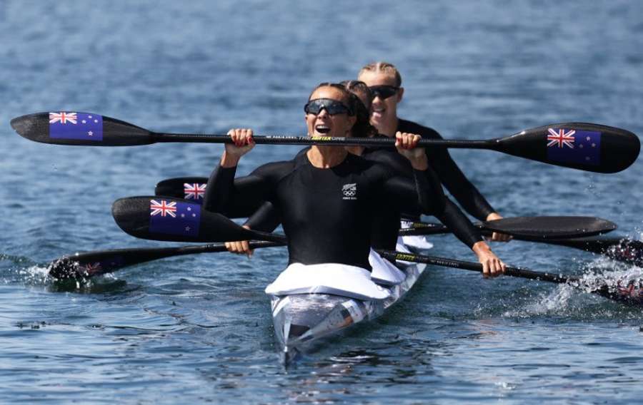 New Zealand's women's kayak four after winning gold