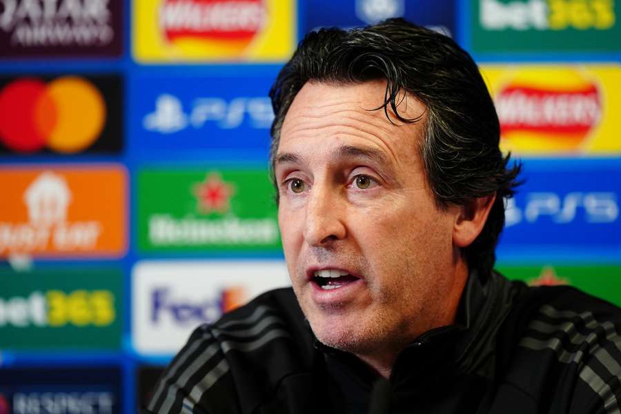 Unai Emery, manager d'Aston Villa, lors d'une conférence de presse