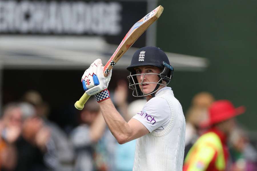 England's Harry Brook celebrates his century