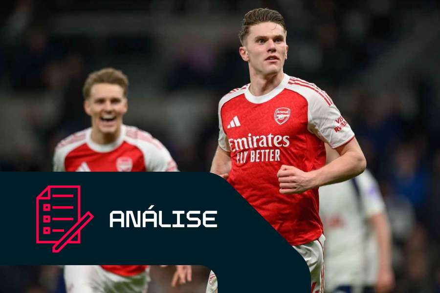 Viktor Gyökeres, do Arsenal, celebra o segundo golo frente ao Tottenham