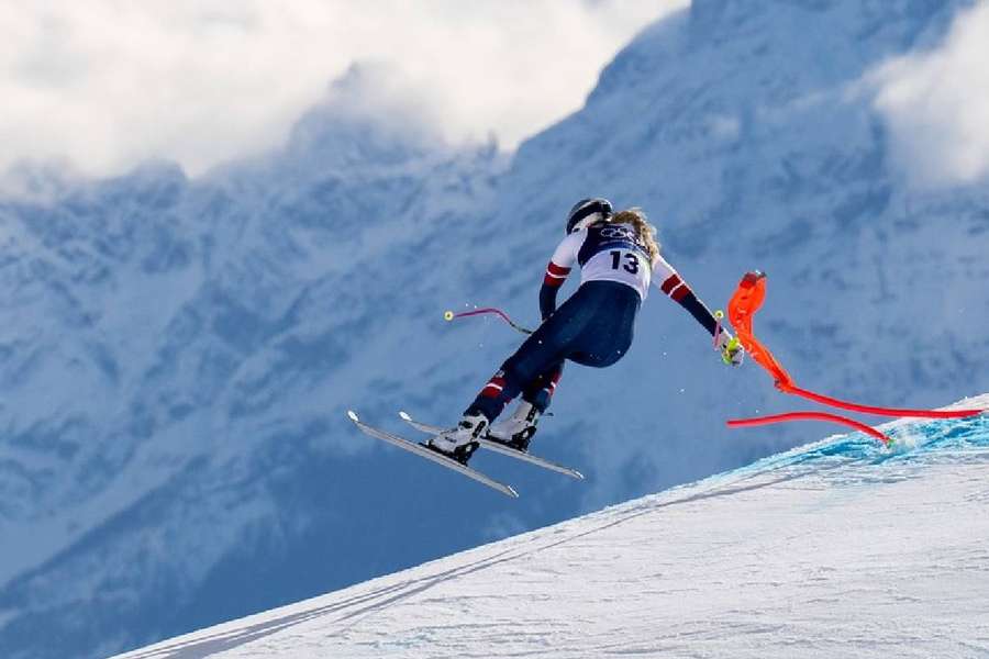 Lindsey Vonn cu câteva secunde înaintea accidentului