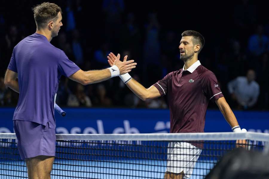 Jan-Lennard Struff of Germany and Novak Djokovic of Serbia Jan-Lennard Struff of Germany and Novak Djokovic of Serbia