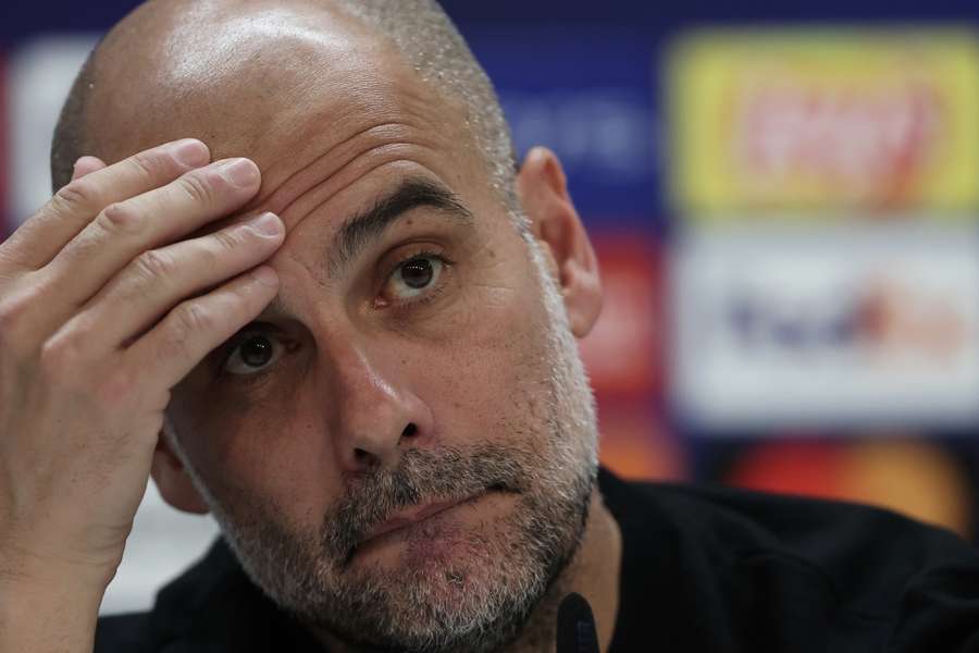 Guardiola, lors de la conférence de presse d'avant-match Madrid-City