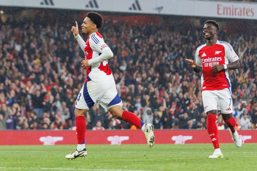 Nwaneri (L) celebrates his second goal