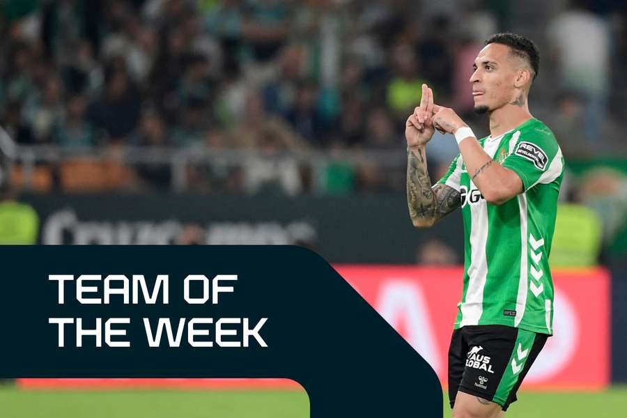 Antony celebrates scoring for Real Betis Antony celebrates scoring for Real Betis