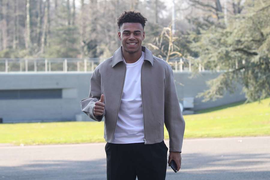 France midfielder, Desire Doue, arrives at the "Centre National du Football" in Clairefontaine.