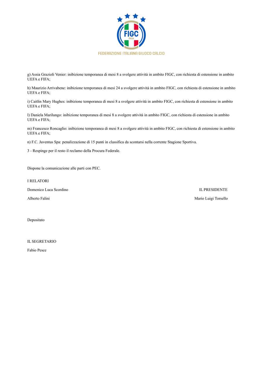 A nota da FIGC A nota da FIGC