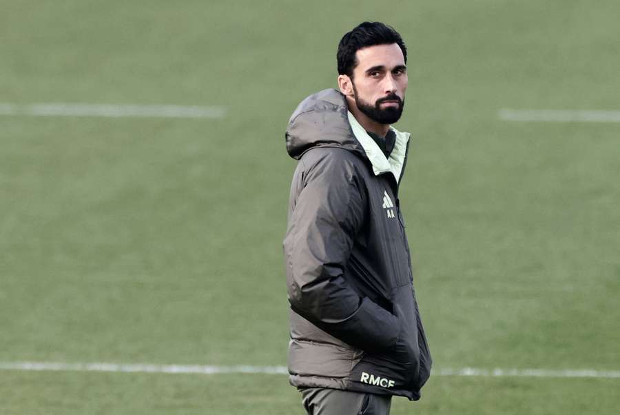 Alvaro Arbeloa leads a training at Real Madrid for the first time