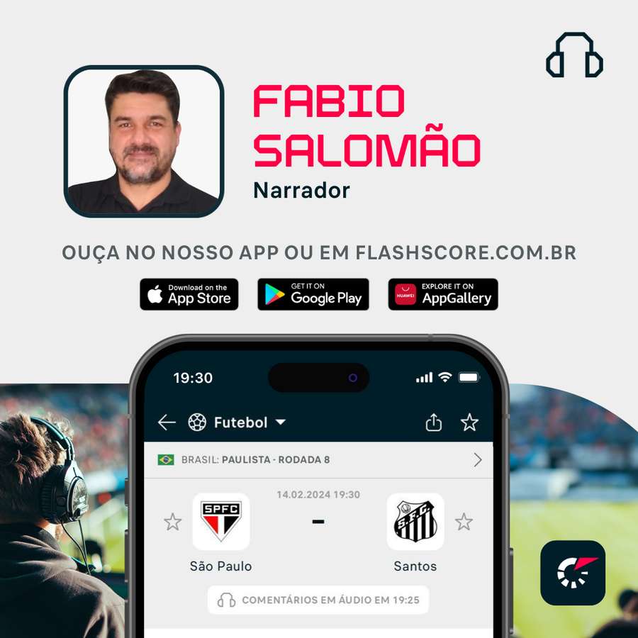 Flashscore transmite San-São com narração ao vivo