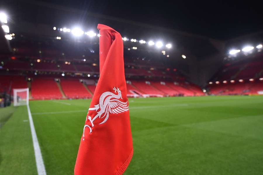 General view of a corner flag inside the stadium before the match