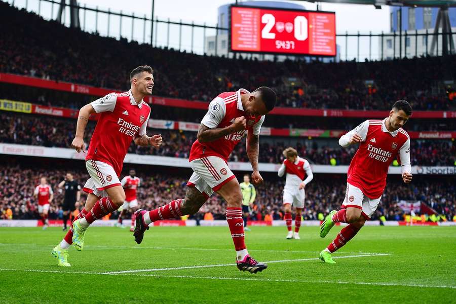 Jesus celebrates scoring for Arsenal