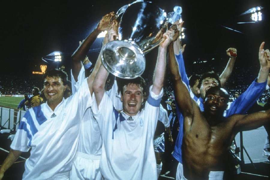 Didier Deschamps avec Bernard Casoni et Abedi Pelé