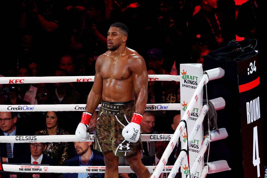 Anthony Joshua during his fight against Jake Paul 