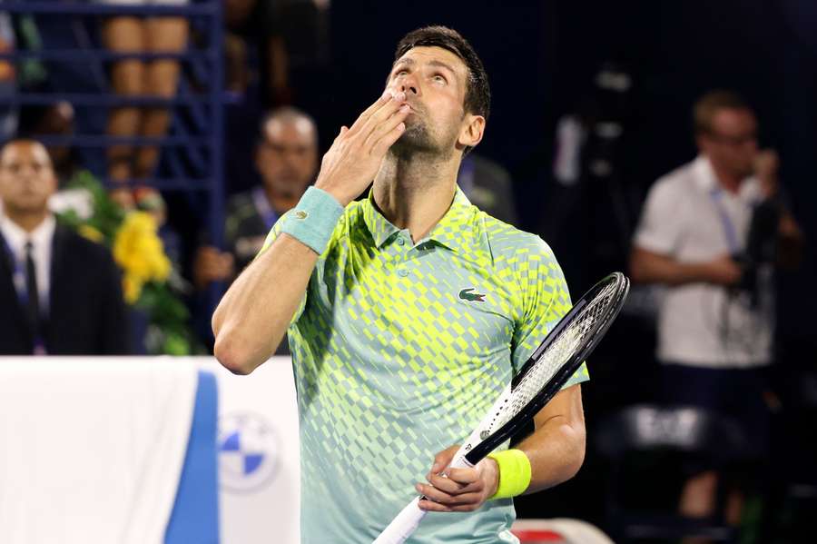 Serbia's Novak Djokovic reacts after his match against Poland's Hubert Hurkacz