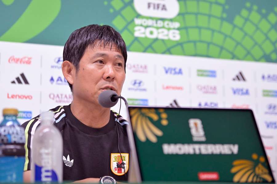 Japan coach Hajime Moriyasu during his press conference Japan coach Hajime Moriyasu during his press conference