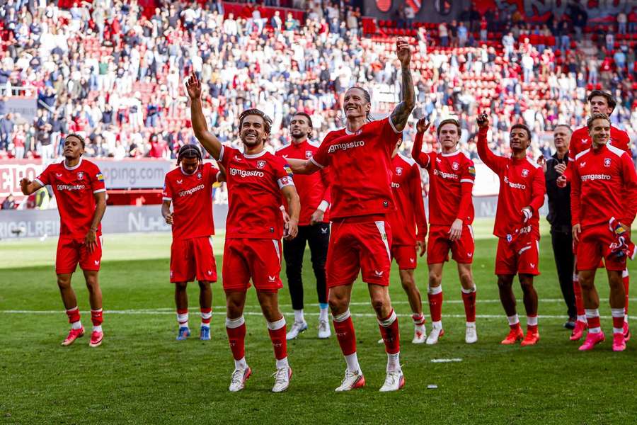 FC Twente's Bart van Rooij and Wout Weghorst celebrate their victory over PSV FC Twente's Bart van Rooij and Wout Weghorst celebrate their victory over PSV