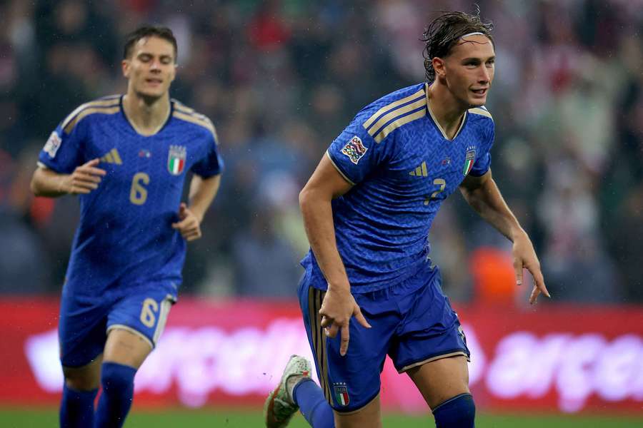 Fagioli e Pio Esposito festeggiano il gol contro la Turchia nella UEFA Nations League Fagioli e Pio Esposito festeggiano il gol contro la Turchia nella UEFA Nations League
