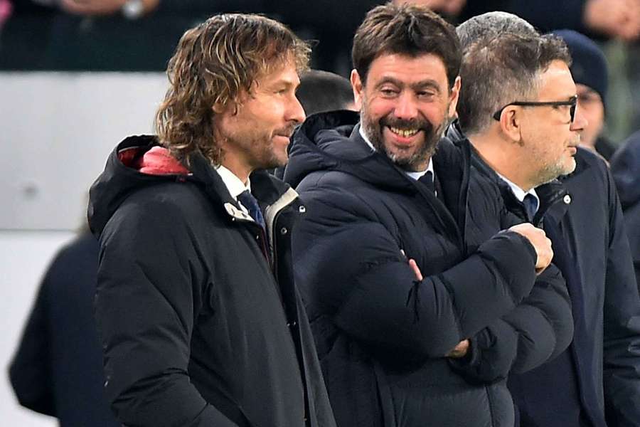 Andrea Agnelli and Pavel Nedved on the Juventus bench