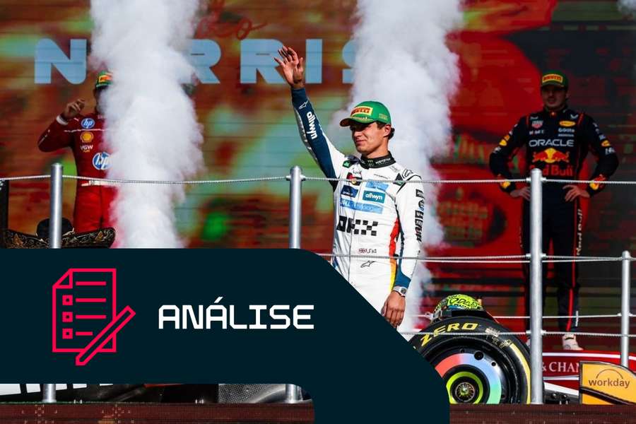 Lando Norris celebra vitória na Cidade do México Lando Norris celebra vitória na Cidade do México