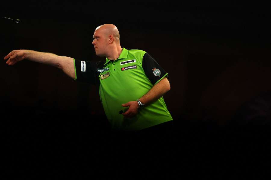 Michael van Gerwen in action during his semi final match against Chris Dobey 