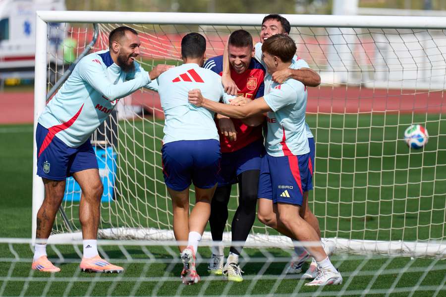 Los internacionales españoles, entrenando en Madrid este jueves