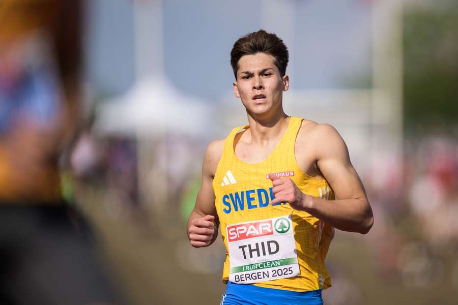 David Thid wearing a Swedish vest at the 2025 European U23 Championships