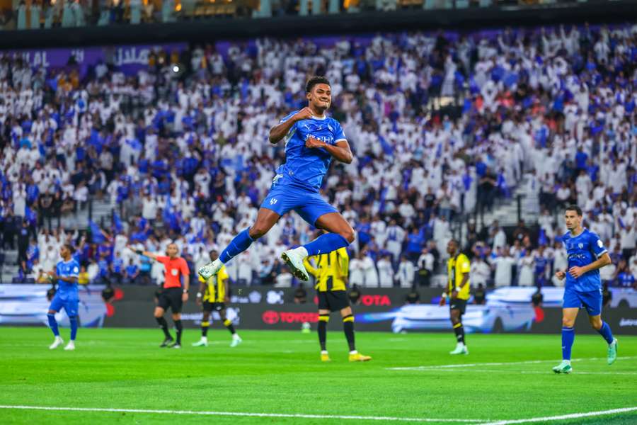 Ollie Watkins celebrates his goal for Al Hilal