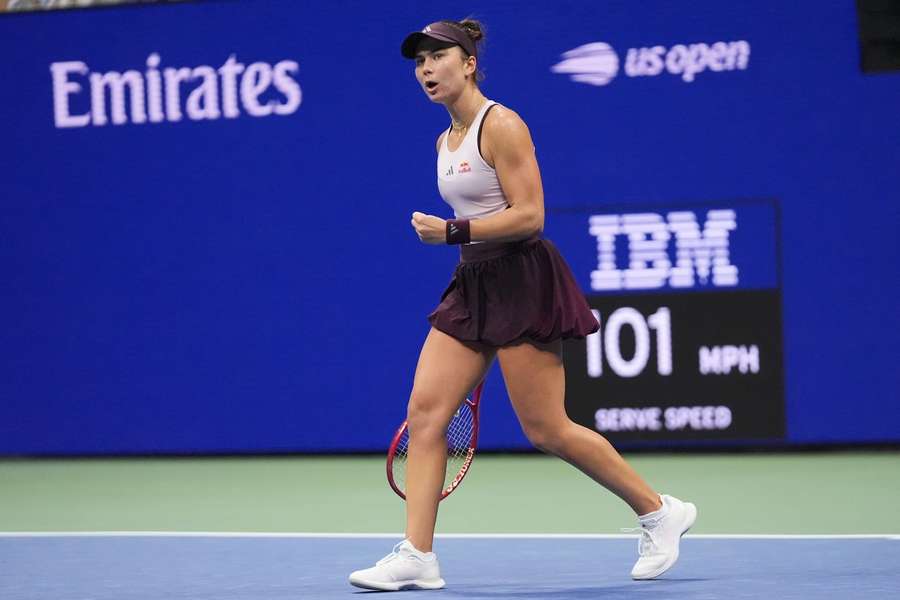 Iva Jovic reacts during match against Alexandra Eala at 2026 US Open Iva Jovic reacts during match against Alexandra Eala at 2026 US Open