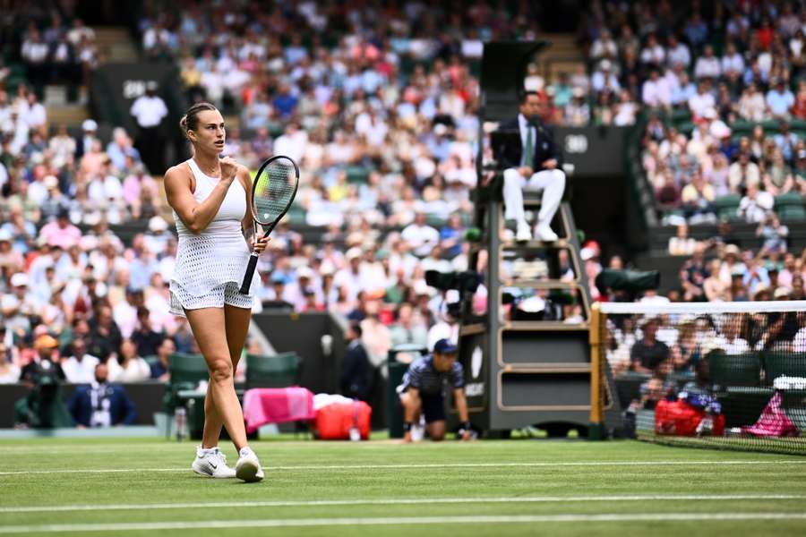 Sabalenka in action at Wimbledon Sabalenka in action at Wimbledon