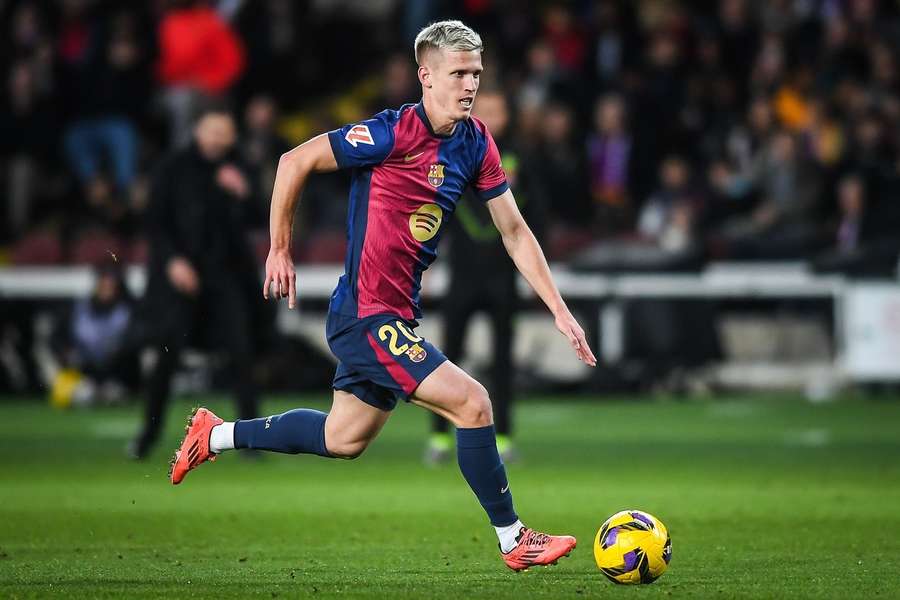 Dani Olmo, en un partido del Barcelona.