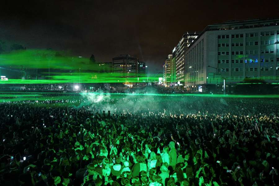 Sporting fans gather to celebrate the title