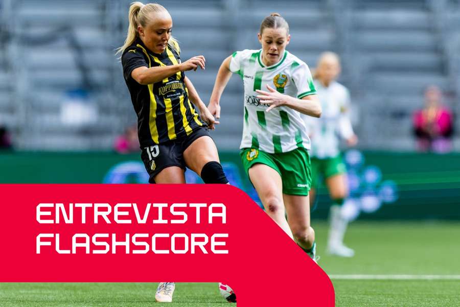 Sofia Reidy (à direita) disputa a posse de bola na primeira mão da Taça Europa