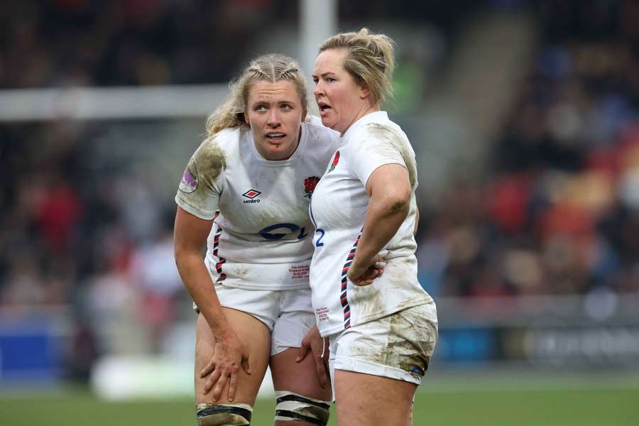 Zoe Aldcroft (L) will captain England at the Women's Rugby World Cup