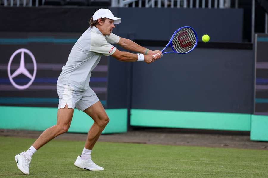 Alex de Minaur in action during his quarter final in s'Hertgenbosch. Alex de Minaur in action during his quarter final in s'Hertgenbosch.