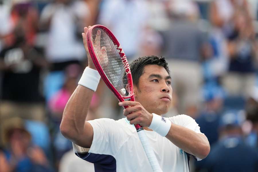 Brandon Nakashima celebrates win over Taylor Fritz Brandon Nakashima celebrates win over Taylor Fritz
