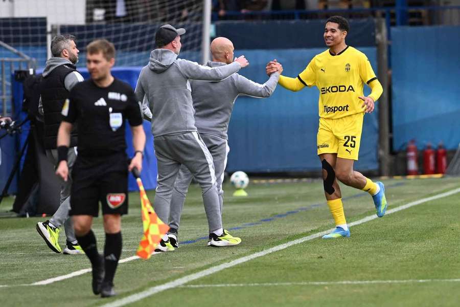 Útočník Mladé Boleslavi Kabongo dal proti Olomouci dva góly.