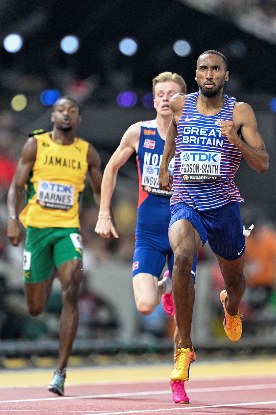 Matthew Hudson-Smith storms over the line to break a European record and reach the 400m final