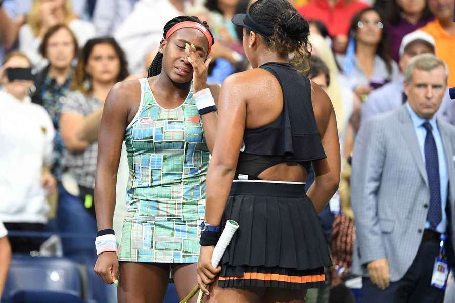 Coco Gauff and Naomi Osaka after their US Open 2019 duel.
