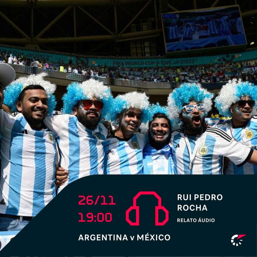 Acompanhe o Argentina-México com o relato de Rui Pedro Rocha