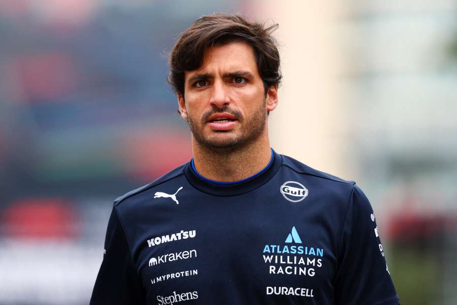 Williams' Carlos Sainz looks on in the paddock ahead of the Azerbaijan Grand Prix