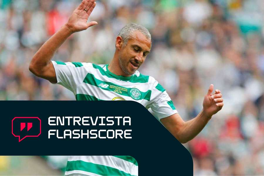 Henrik Larsson, en acción durante el partido homenaje a Scott Brown 