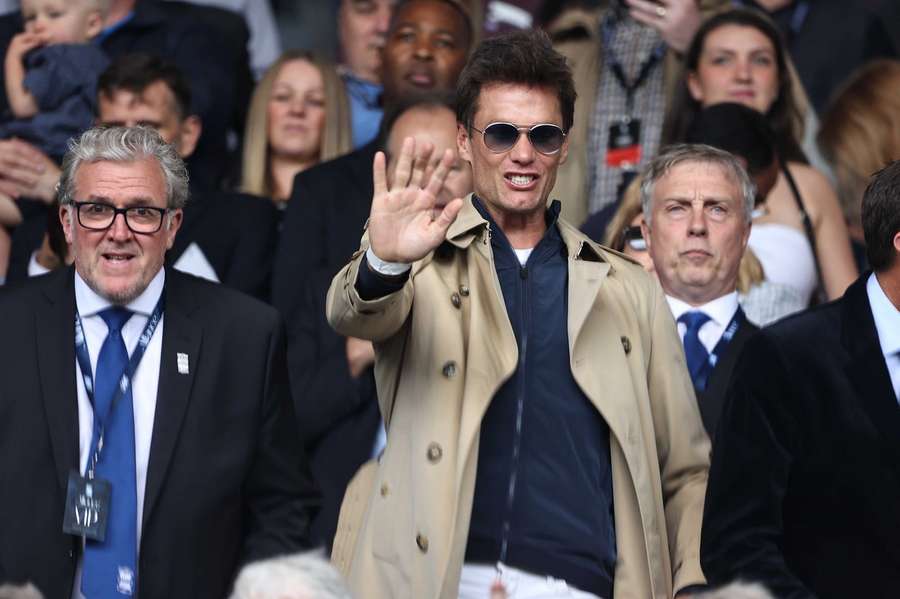 Tom Brady in the stands during Birmingham's match on Saturday